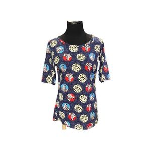 L LuLaRoe Disney Gigi Fitted Top Fabulous Cruella Deville Polka Dot Large